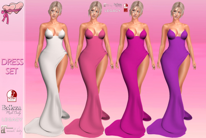 .Princess Stuff. [Highslit Gown] Think Pink SET