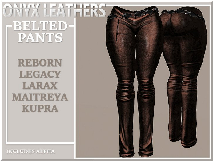 Brown Leather Pants with Belt v3