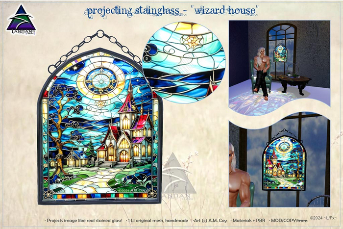 ~L/Fx~ Projecting StainGlass - "Wizard House"