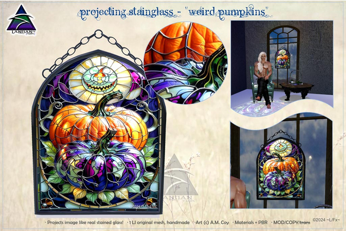 ~L/Fx~ Projecting StainGlass - "Weird Pumpkins"