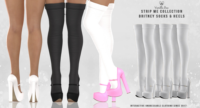 *Vanilla Bae* Britney Socks & Heels  - Gray 3 Pack - Strip Me Interactive - Maitreya / Legacy / Ebody Reborn