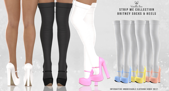 *Vanilla Bae* Britney Socks & Heels  - Light 3 Pack - Strip Me Interactive - Maitreya / Legacy / Ebody Reborn