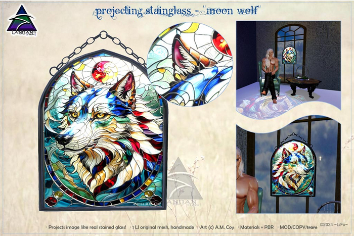 ~L/Fx~ Projecting StainGlass - "Moon Wolf"