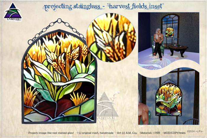 ~L/Fx~ Projecting StainGlass - "Harvest Fields Inset"