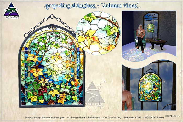 ~L/Fx~ Projecting StainGlass - "Autumn Vines"
