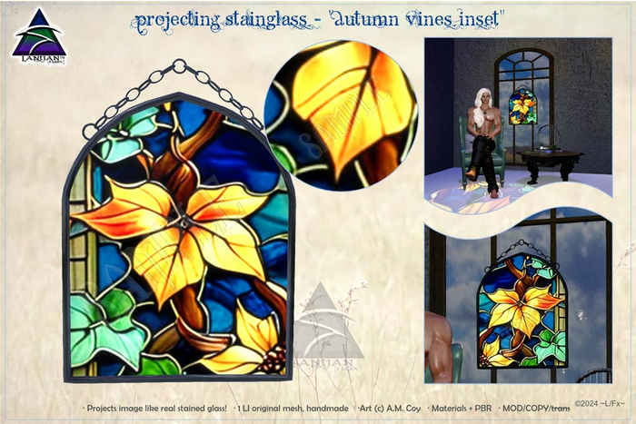 ~L/Fx~ Projecting StainGlass - "Autumn Vines Inset"