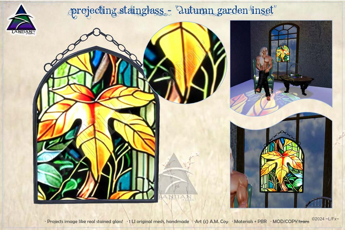 ~L/Fx~ Projecting StainGlass - "Autumn Garden Inset"