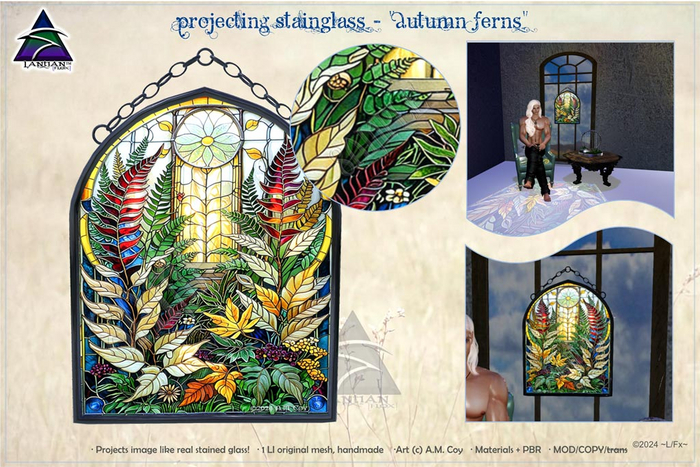 ~L/Fx~ Projecting StainGlass - "Autumn Ferns"