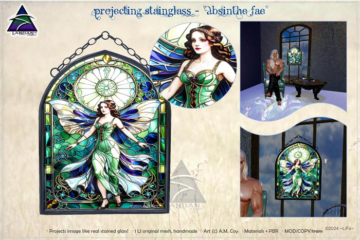 ~L/Fx~ Projecting StainGlass - "Absinthe Fae"