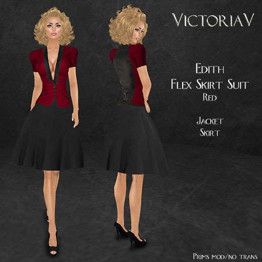 VictoriaV - Edith Flex Skirt Suit Red