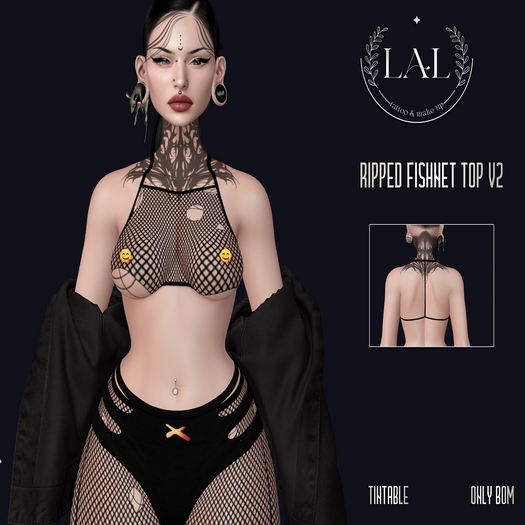 LAL-Ripped Fishnet Top V2  Only Bom -Tintable