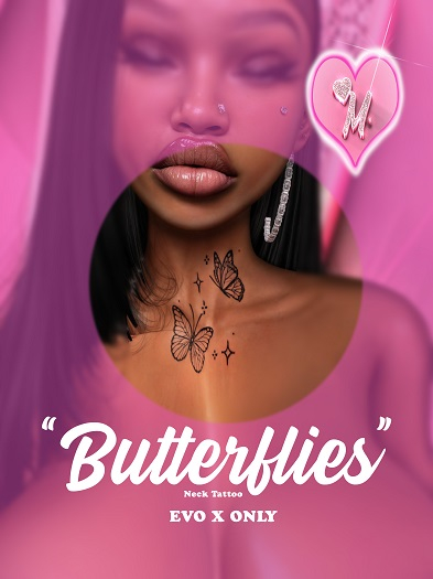 Butterflies Neck Tattoo