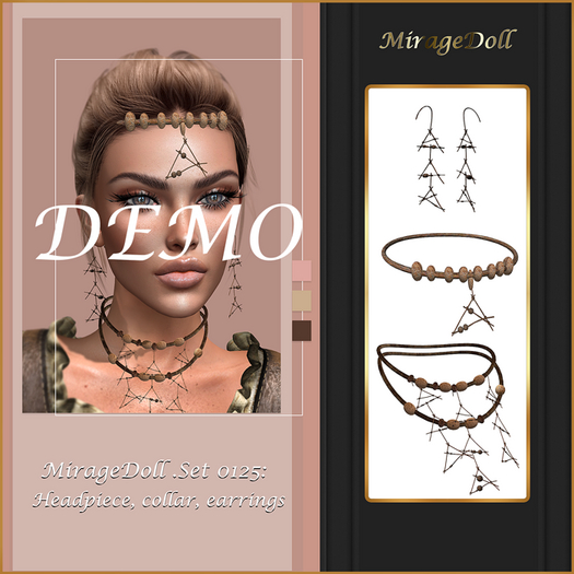 DEMO MirageDoll .Set 0125: Headpiece, collar, earrings