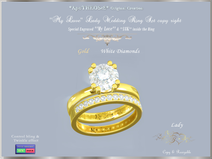 ''My Love'' Gold Lady' Wedding Ring Set copy