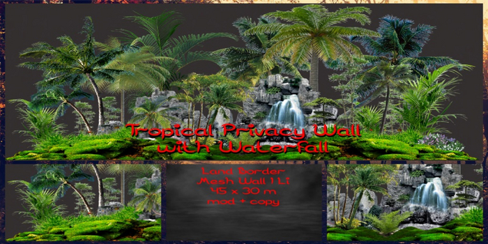 Tropical Privacy Wall with Waterfall - Mesh - 1Li - 45x30m - mo