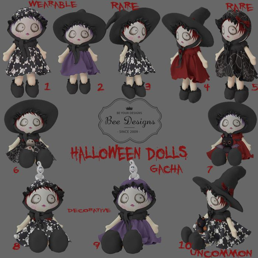 05 Bee Designs Halloween Dolls  RARE