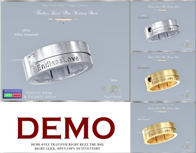 DEMO ''Endless Love'' Men Wedding Band 