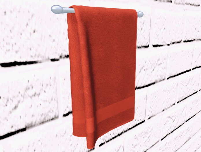 Hanging Bath Towel Orange on Bronze and Silver Racks resizable
