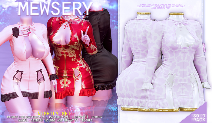 #Mewsery Nightly Set{Cow.Lilac}