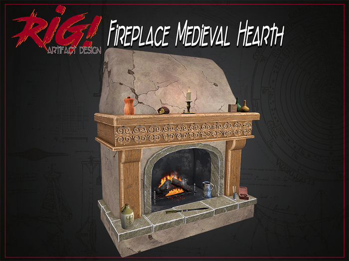 Rig! Fireplace Medieval Hearth (with items)