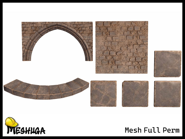 Meshuga Gothic Temple Modular - Arch & Walls - FULL PERM MESH