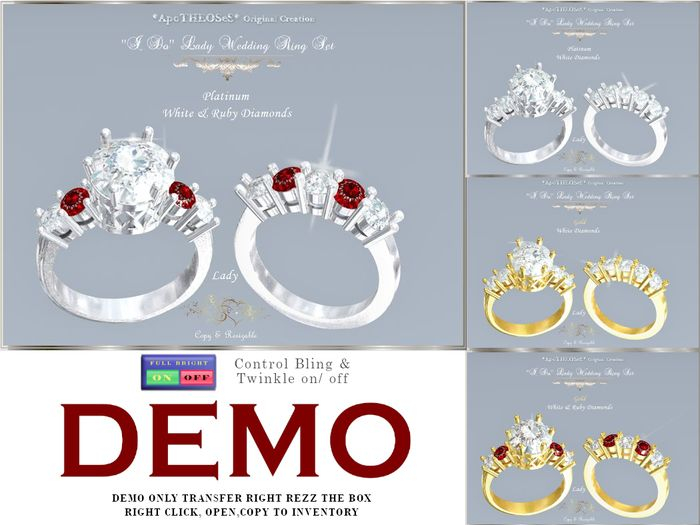 DEMO  ''I DO'' Lady Wedding Ring Set  