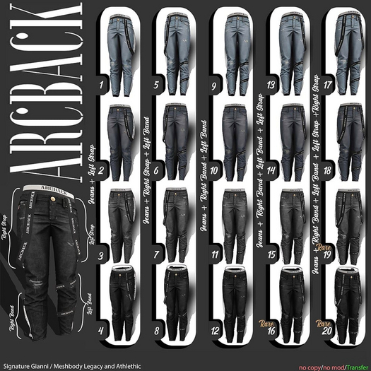 16. ARCBACK Jeans Black meshbody RARE