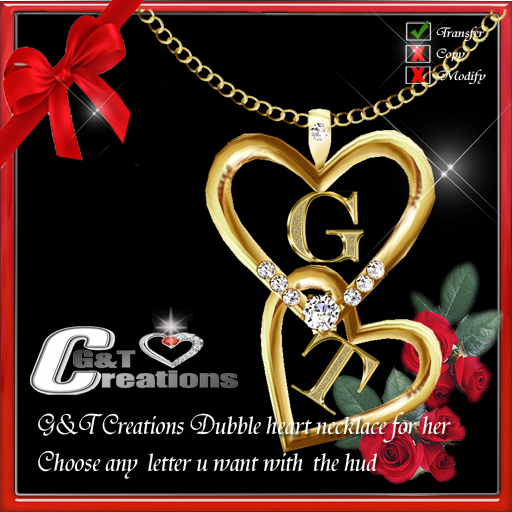 G&T Couple initial letters hearts Gold NEW 
