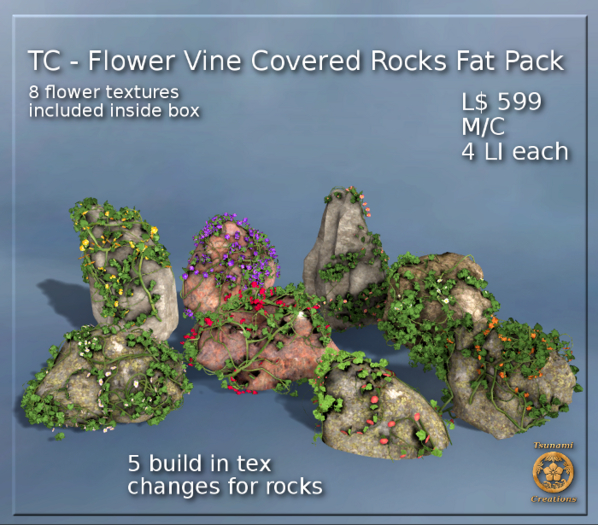 TC - Flower Vine Covered Rocks Fat Pack