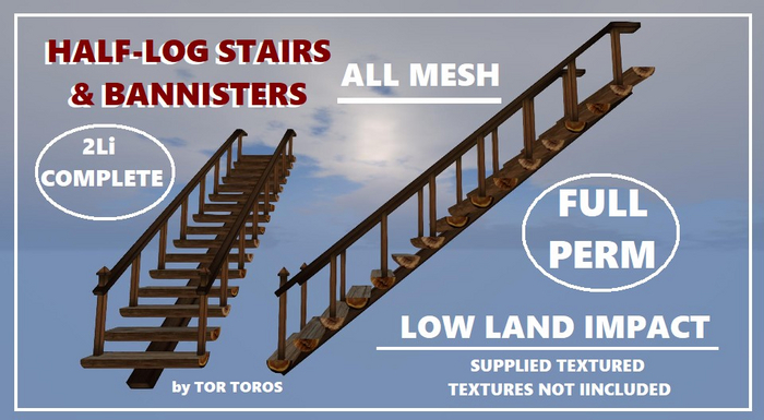 Half log stairs with bannisters 2Li (Boxed) LOW PRIM