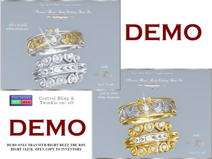 DEMO ''Princess Heart'' Lady Wedding Ring Set 