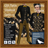 GPA Men's Waistcoat Outfit BOM - Golden Dragons Print v.3