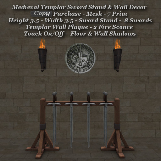 Medieval Templar Sword Stand & Wall Decor1