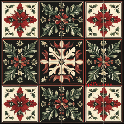 Holiday Tile Pattern Second Life Marketplace - Festive Victorian Holiday Theme Tiles Texture