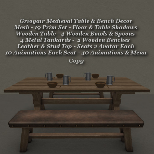 Griogair Medieval Table & Bench Decor1