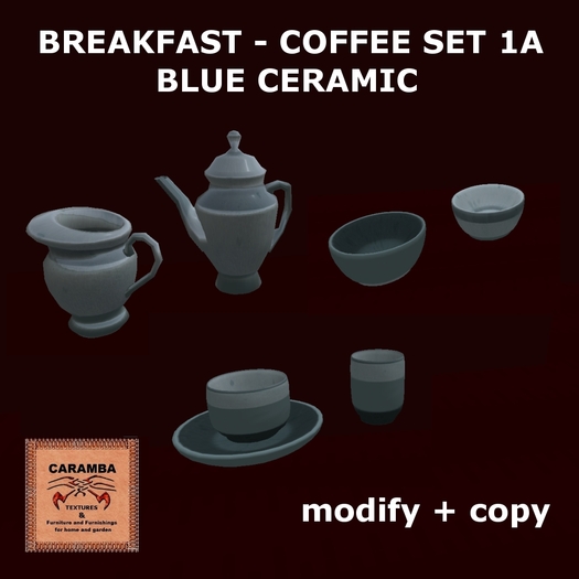 Breakfast - Coffee set 1A - blue ceramic (modify/copy)