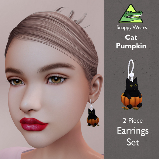 Snappy // Cat Pumpkin Earrings Set
