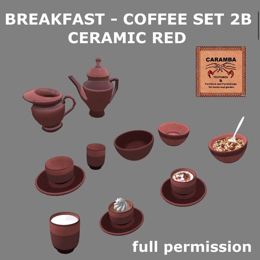 Breakfast - Coffee set 2B - red ceramic (full-perm)