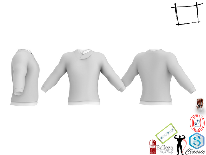 Full Perm Men's Cowl Neck Sweater With Shirt Under Signature, Belleza Jake, Gamit, Adin, Slink, Legacy Male