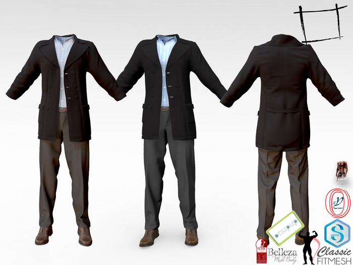 Full Perm Half Length Coat Formal Shirt Trousers Shoes Full Outfit Jake, Signature, Gamit, Adin, Slink, Legacy Male