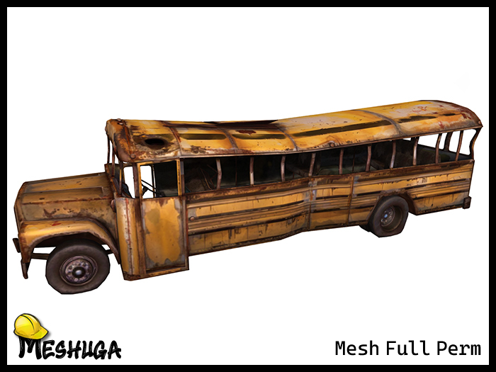 Meshuga Abandoned Yellow School Bus FULL PERM MESH  