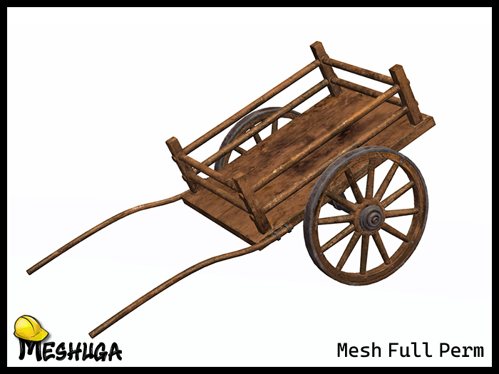 Meshuga Medieval Wooden Cart FULL PERM MESH 