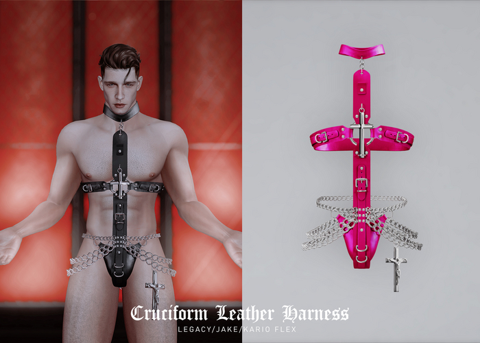 KLN SZN - Cruciform Leather Harness Pink