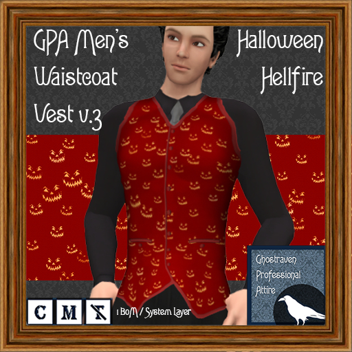 GPA Men's Waistcoat Vest BOM - Halloween Hellfire Print v.3