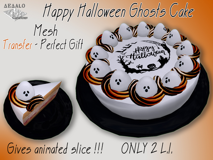 Happy Halloween Ghosts Cake - Mesh - HAAPY HALLOWEEN SPECIAL PRICE - NEW ITEM!!!