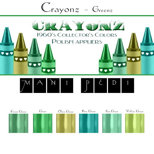 ~Mani Pedi~ Crayonz ~ Greenz Polish - Legacy HUD