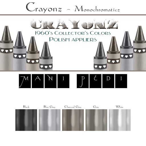 ~Mani Pedi~ Crayonz ~ Monochromaticz Polish - Reborn HUD