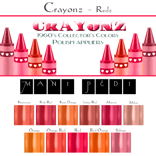 ~Mani Pedi~ Crayonz ~ Redz Polish - Reborn HUD