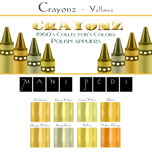~Mani Pedi~ Crayonz ~ Yellowz Polish - GenX HUD