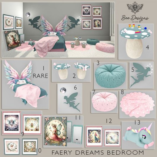 01 Bee Designs Faery Dreams bedroom RARE